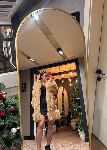 Kahverengi Leopar Desenli Kısa Kürk Mont - Görsel 2