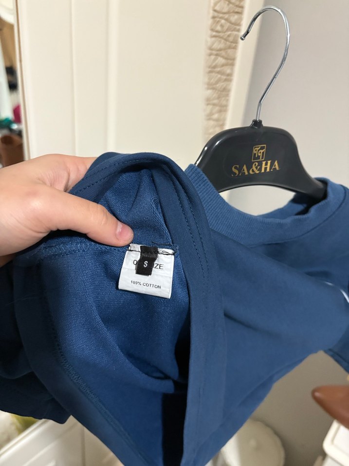 Lacivert Mini Tişört ve Geniş Paça Pantolon Takım - Görsel 5