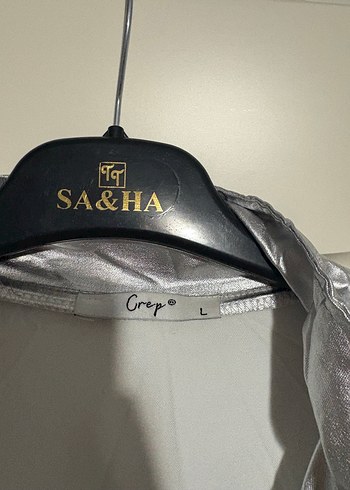 Gri Metalik Uzun Kollu Kadın Ceket - Görsel 3