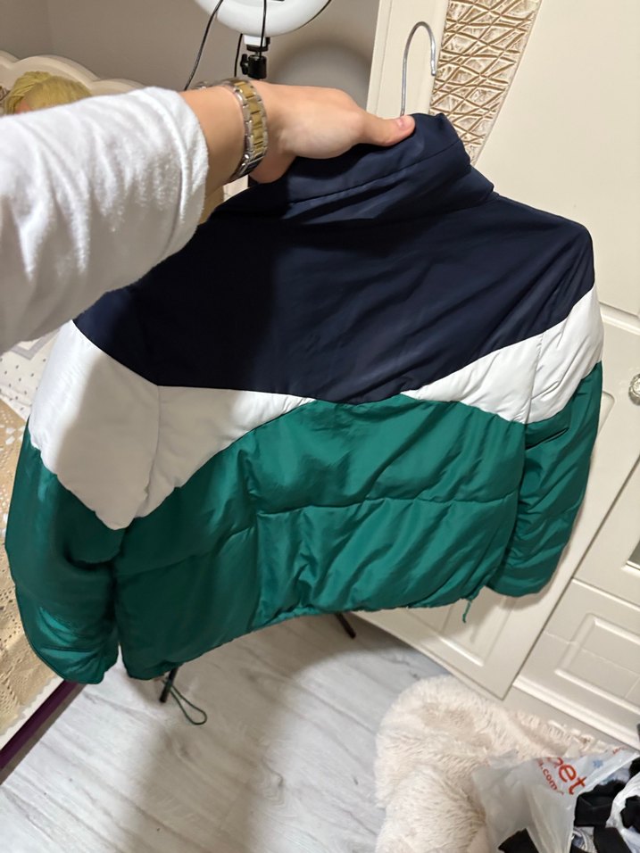 Yeşil Fermuarlı Yüksek Yakalı Kadın Ceket - Görsel 5