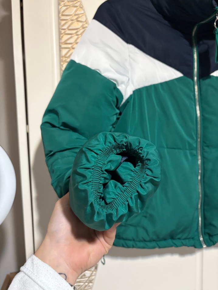 Yeşil Fermuarlı Yüksek Yakalı Kadın Ceket - Görsel 2