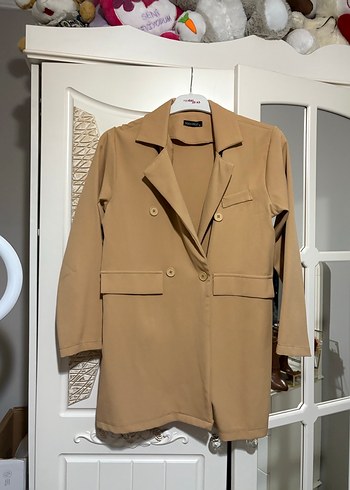 Bej Kadın Düğmeli Midi Takım - Görsel 2