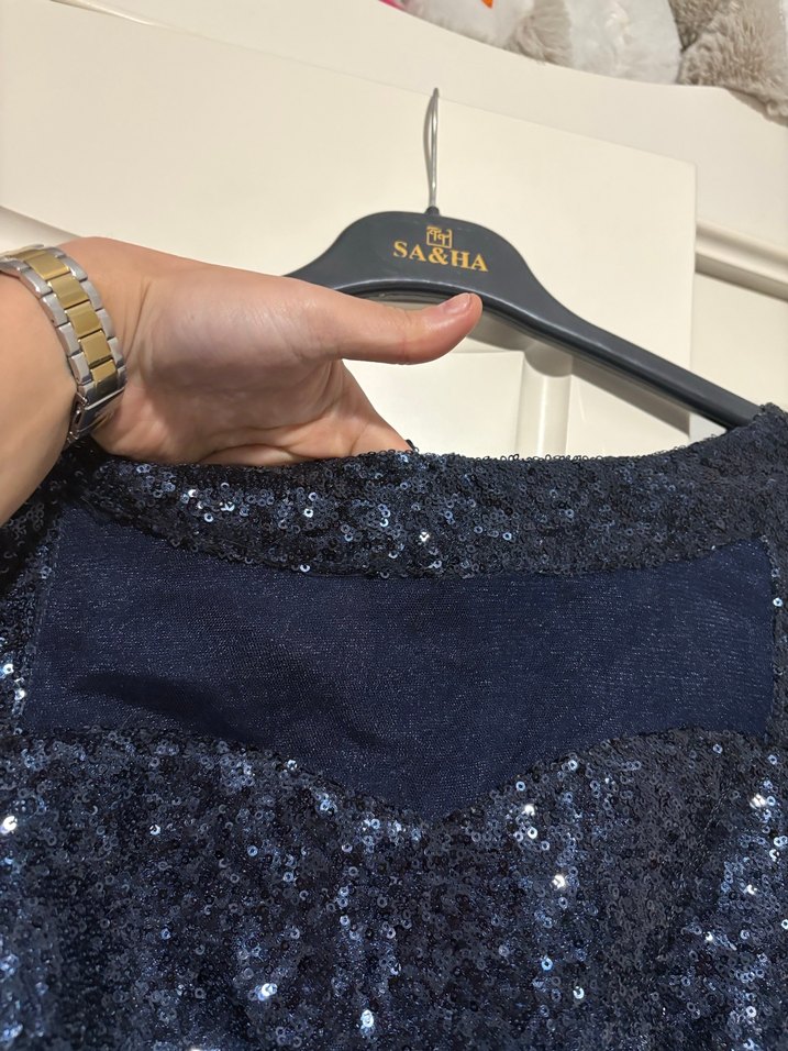 Lacivert Drapeli Uzun Abiye Elbise - Görsel 2