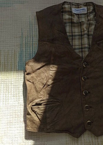 Vintage Biker Brown 90s Leather Waistcoat Harley Davidson Motor - Görsel 3