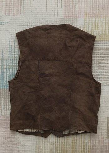 Vintage Biker Brown 90s Leather Waistcoat Harley Davidson Motor - Görsel 2