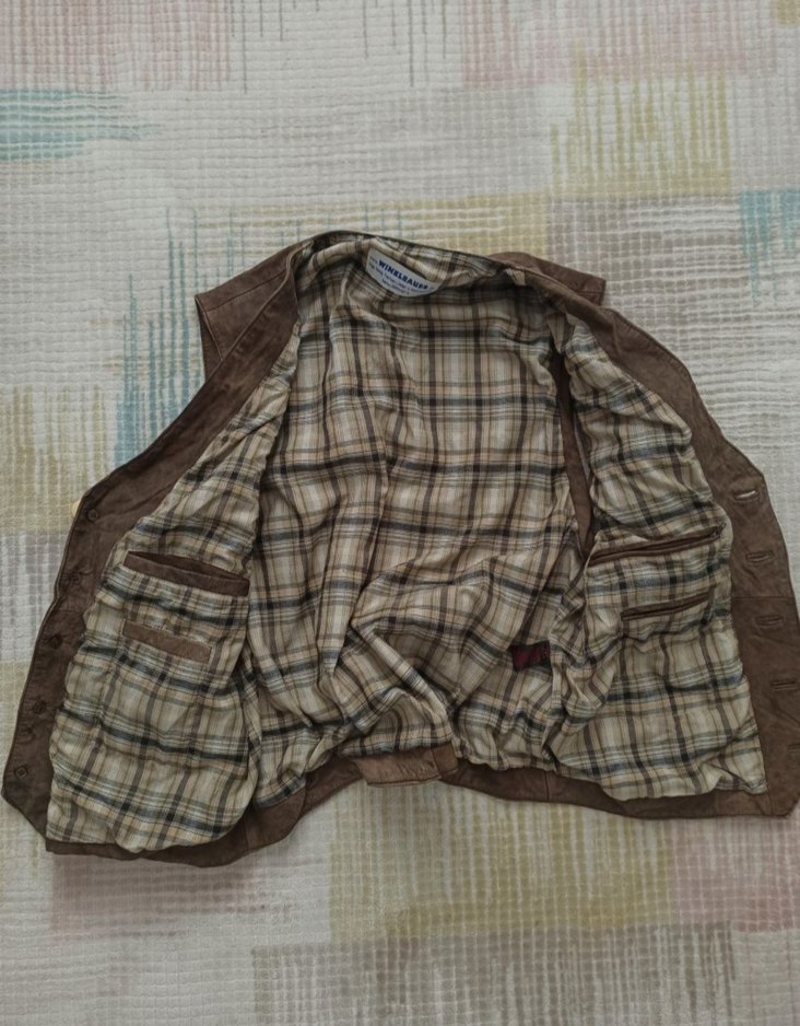 Vintage Biker Brown 90s Leather Waistcoat Harley Davidson Motor - Görsel 4