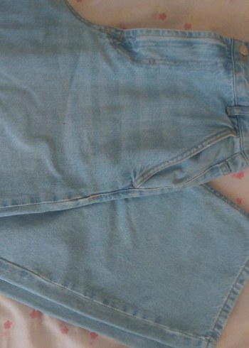 Diğer Düğmeli Loose Fit Mavi Denim Midi Kadın Pantolon