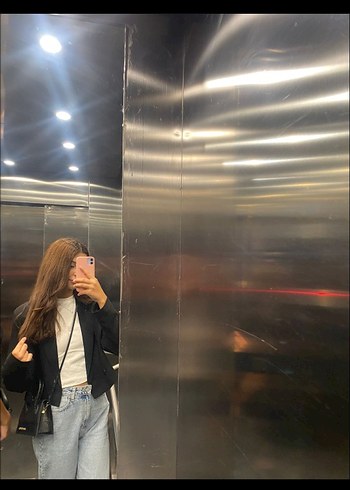 DeFacto kadın kısa blazer siyah oversize kalıp L beden