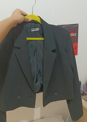 l Beden DeFacto kadın kısa blazer siyah oversize kalıp L beden