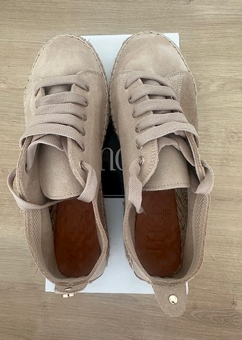 Bej Süet Dolgu Topuklu Kadın Espadril - Görsel 3