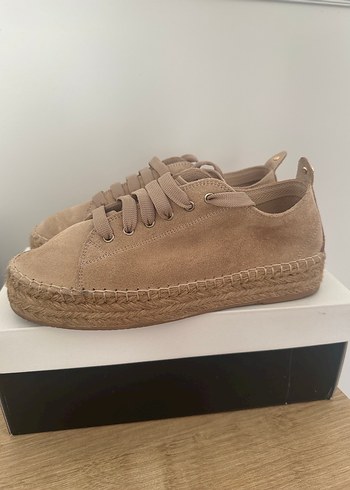 Bej Süet Dolgu Topuklu Kadın Espadril - Görsel 2