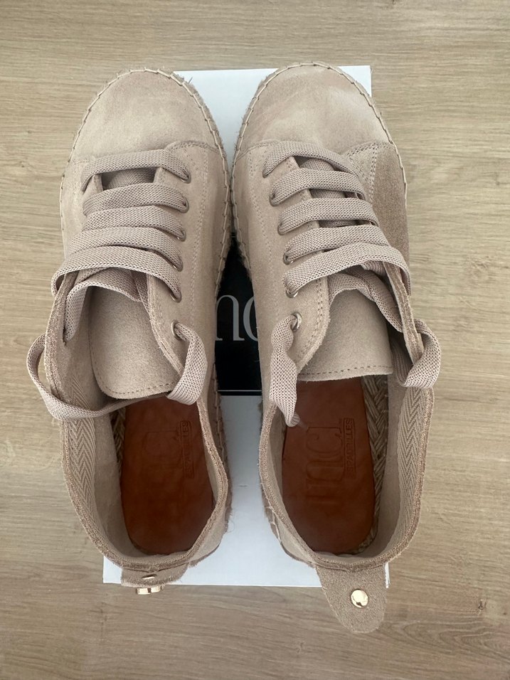 Bej Süet Dolgu Topuklu Kadın Espadril - Görsel 3