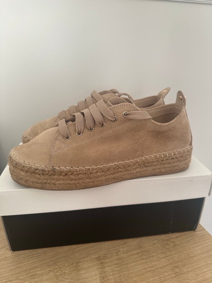 Bej Süet Dolgu Topuklu Kadın Espadril - Görsel 2