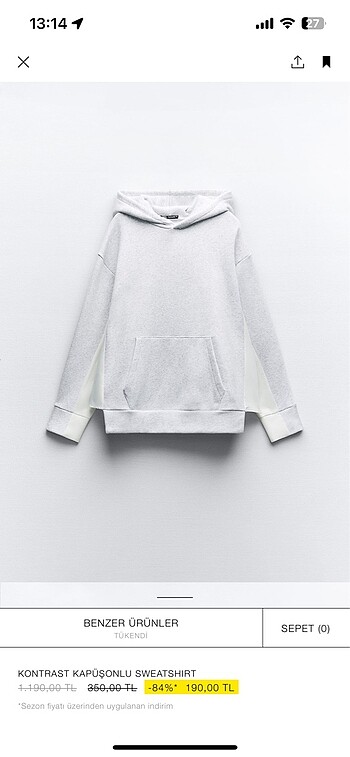 Zara kontrast sweatshirt