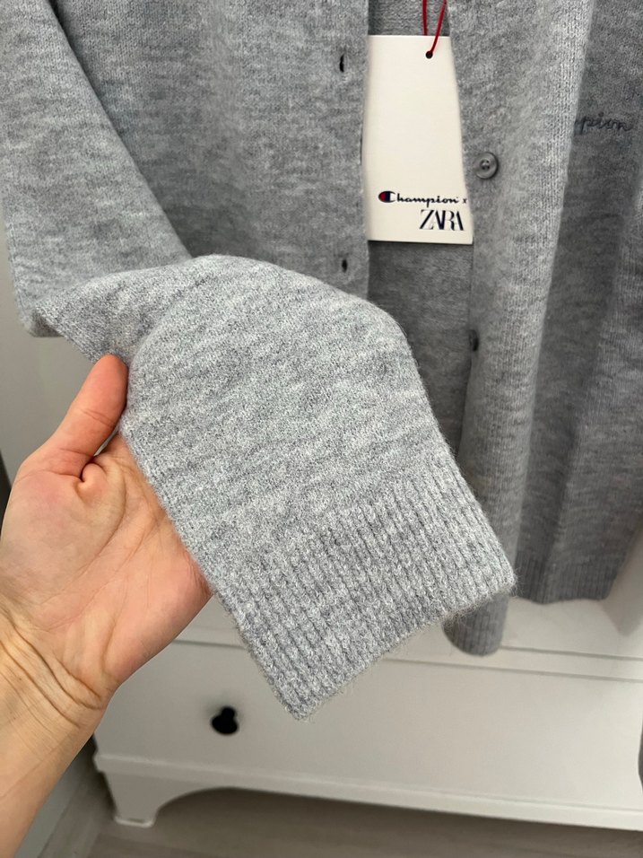 Gri Düğmeli Kadın Hırka - Görsel 5