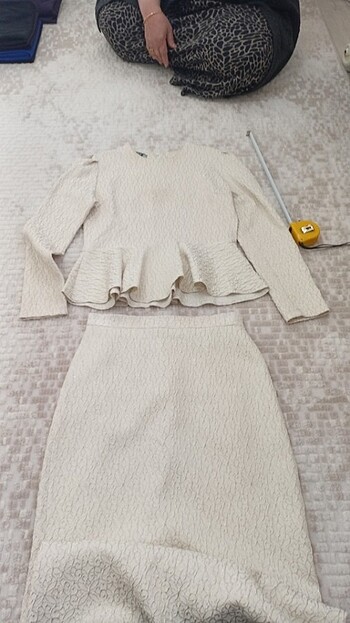 Simli krem renk ikili takım - Görsel 7