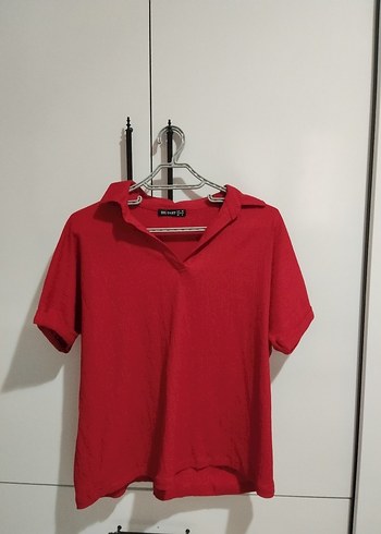 Kırmızı Kadın Polo Yaka Tişört