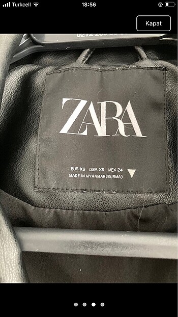 xs Beden Zara deri ceket