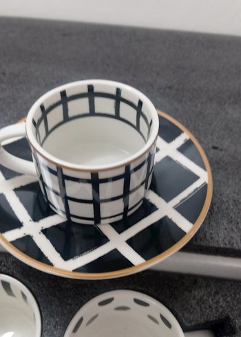 Beyaz Gri Puantiyeli Bohem fincan Seti marka karaca - Görsel 3