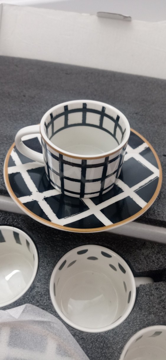 Beyaz Gri Puantiyeli Bohem fincan  Seti marka karaca - Görsel 4