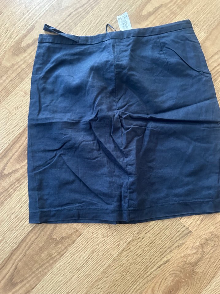 Lacivert Keten  Midi Etek - Görsel 2