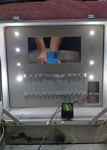 Gri Makyaj Düzenleyici Çanta LED Işıklı