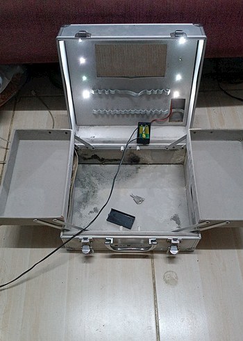 Gri Makyaj Düzenleyici Çanta LED Işıklı