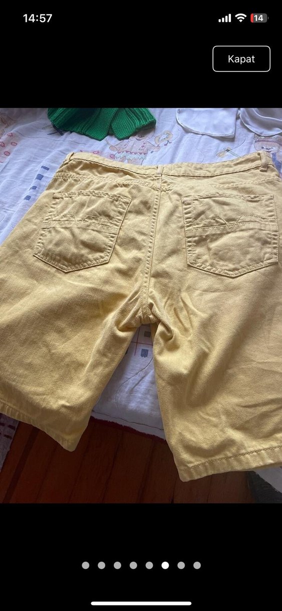 Sarı Mini Kadın Bermuda Şort - Görsel 2