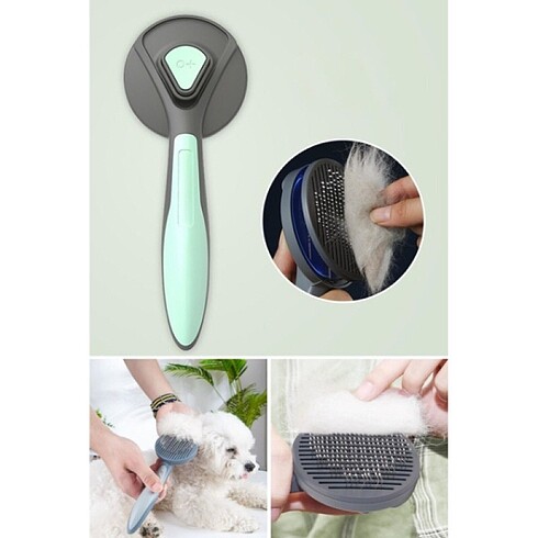 Otomatik Tuşlu Kendini Temizleyen Kedi Köpek Tarağı - Görsel 4