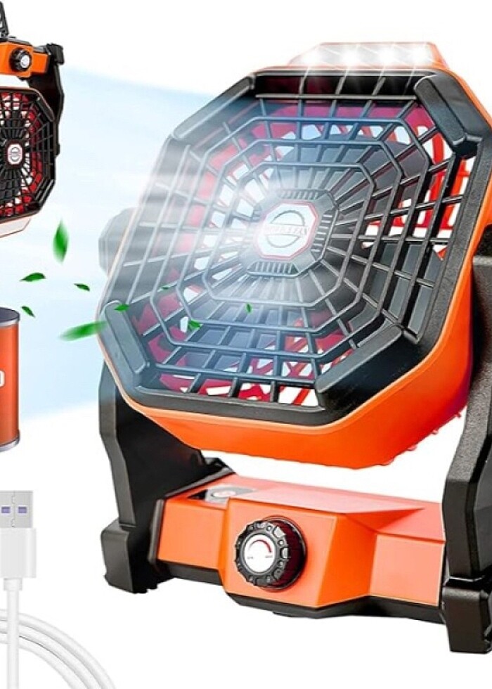 Mini Şarjlı Ledli Kare Fan - Görsel 4