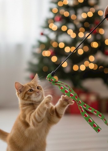 Yılbaşı Temalı Kedi Oyun Oltası - Görsel 3