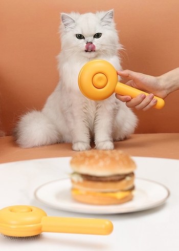 Hamburger Şekilli Otomatik Temizlenen Evcil Hayvan Tarağı - Görsel 4