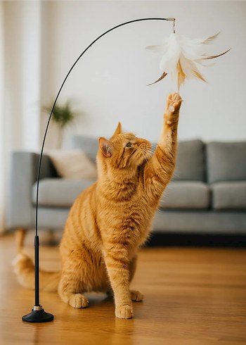 Kedi Oyuncağı Tüylü Zilli Vantuzlu Av İçgüdüsünü Tetikler