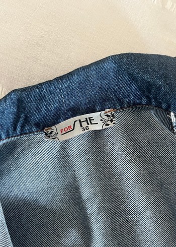 Düğmeli Kadın Lacivert Oversize Denim Ceket - Görsel 3