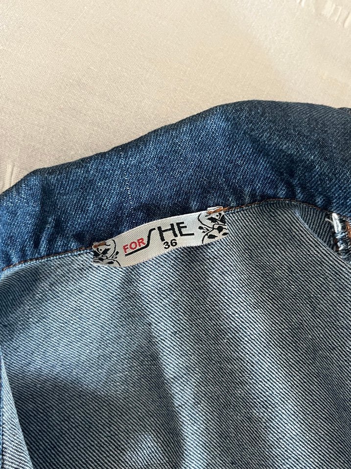 Düğmeli Kadın Lacivert Oversize Denim Ceket - Görsel 3