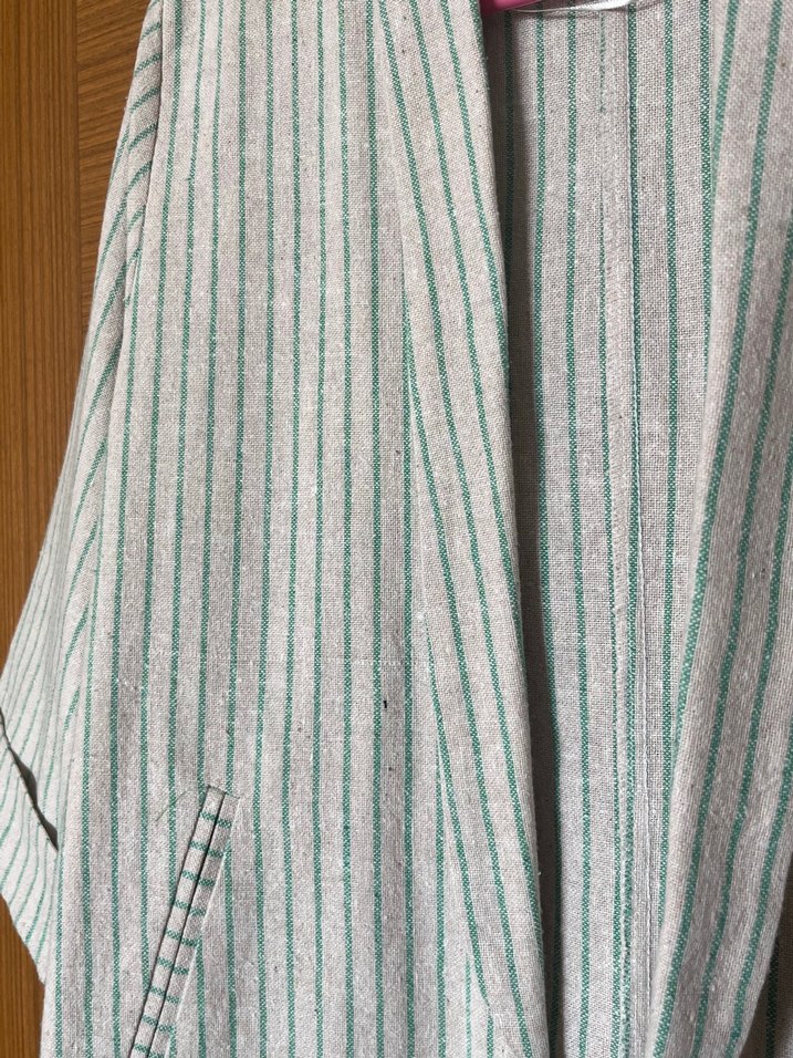 Yeşil Çizgili Pastel renkte keten ceket - Görsel 2