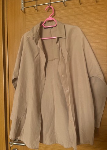 Kadın Haki Uzun Kollu  Sütlükahve gömlek - Görsel 3