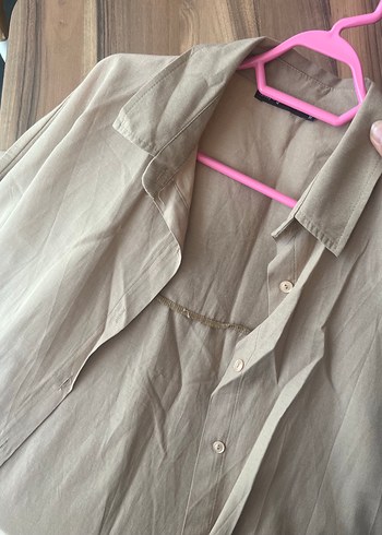 Kadın Haki Uzun Kollu  Sütlükahve gömlek - Görsel 4