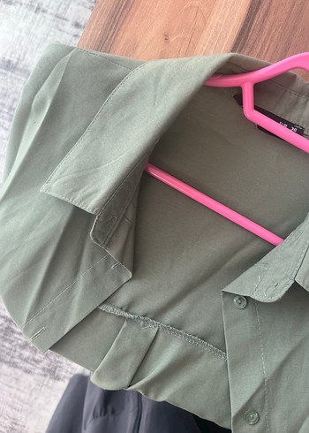 Kadın Haki Uzun Kollu  Sütlükahve gömlek - Görsel 2