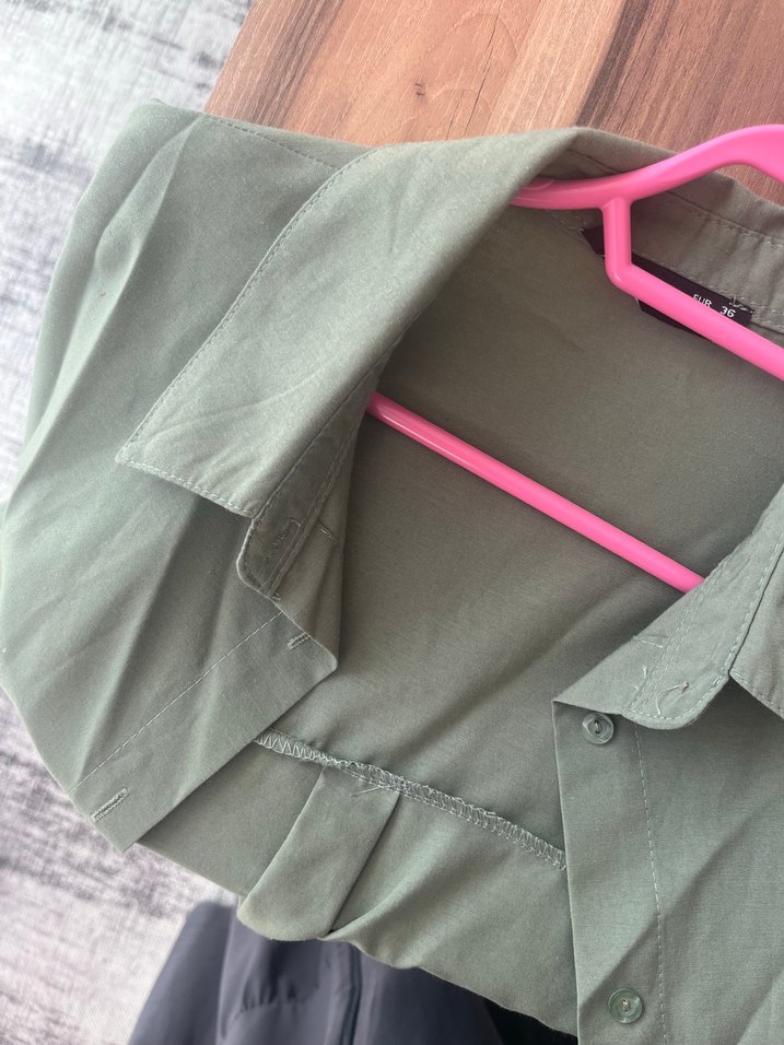 Kadın Haki Uzun Kollu  Sütlükahve gömlek - Görsel 2