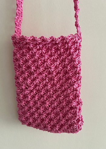 Pembe Örgü Kadın Çapraz Çanta - Görsel 3