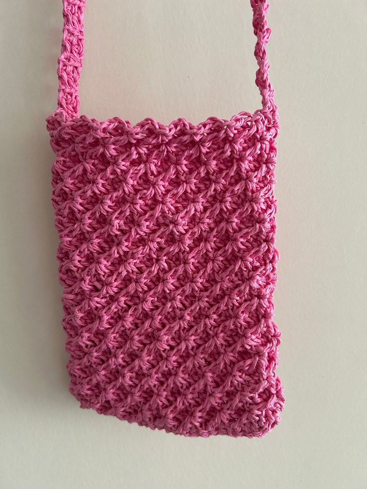 Pembe Örgü Kadın Çapraz Çanta - Görsel 3