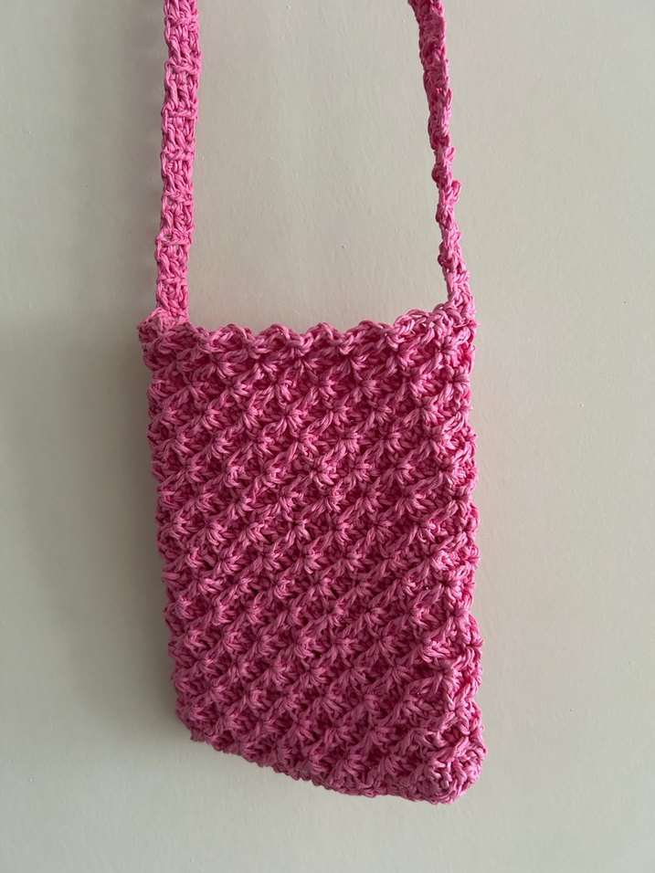 Pembe Örgü Kadın Çapraz Çanta - Görsel 2