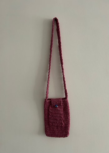 Pembe Örgü Kadın Çapraz Çanta - Görsel 2