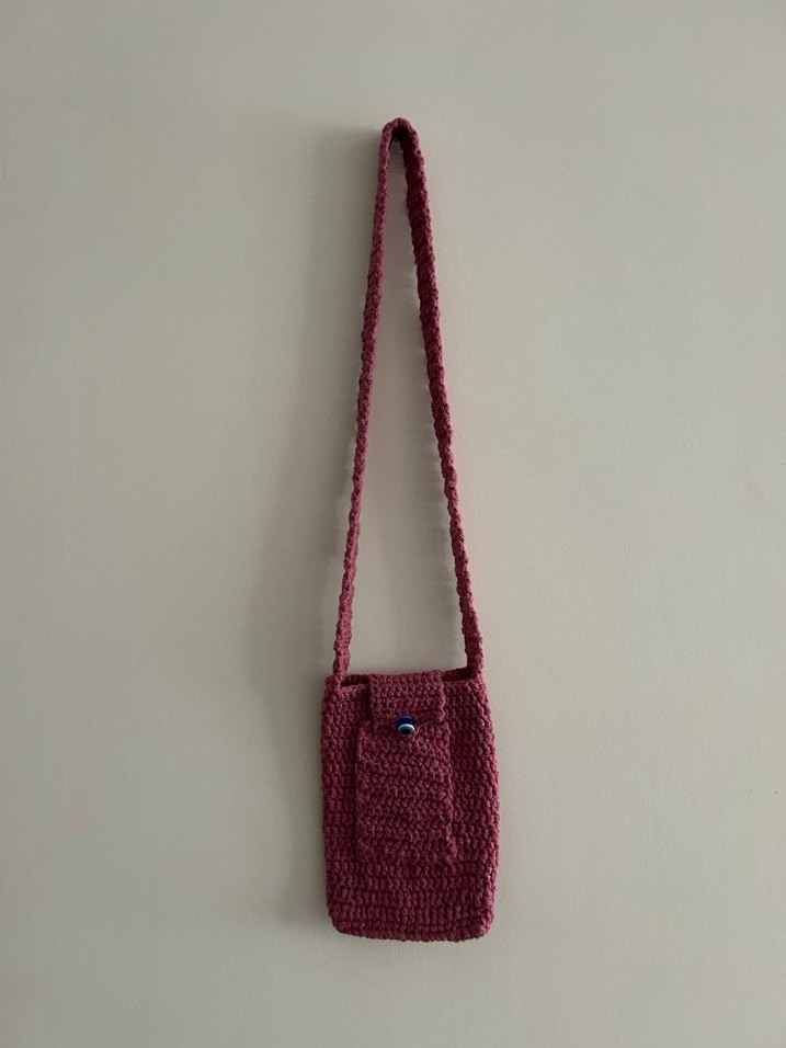 Pembe Örgü Kadın Çapraz Çanta - Görsel 2