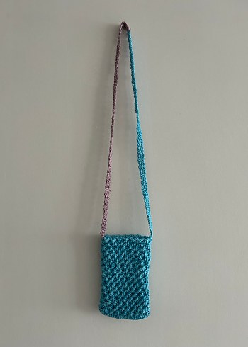 Turkuaz Örgü Bohem Kadın Çapraz Çanta - Görsel 2
