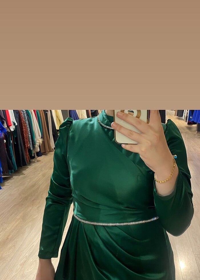 Tesettür saten elbise - Görsel 2