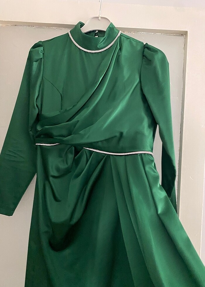 Tesettür saten elbise - Görsel 5