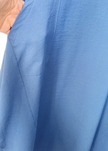 38 Beden mavi Renk Diger Mavi Uzun Kollu Salaş Tunik