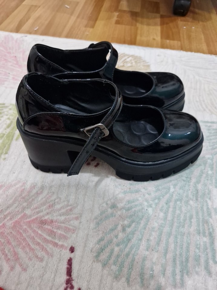 gothic siyah platform topuklu ayakkabı - Görsel 4